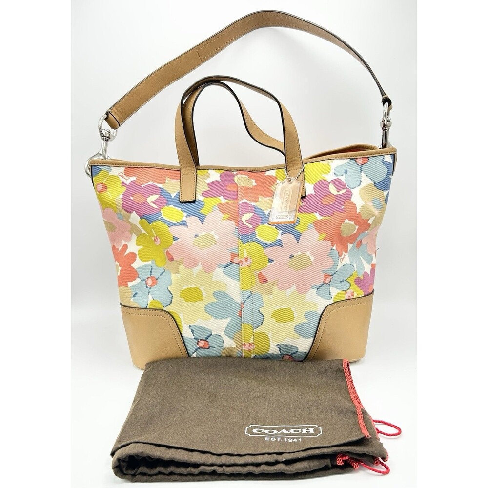 Coach Hadley Floral Print Duffle Tote Bag With Original Dust Cover Medium/Large